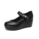 Platform Round Toe Soft Sole Wedge Women Casual Shoes - Black image