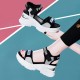 Luxury Strappy Thick Bottom Velcro Fish Mouth Sports Sandals - Grey image
