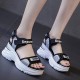 Luxury Strappy Thick Bottom Velcro Fish Mouth Sports Sandals - Grey image