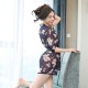 Elegant Robe Knotted Sheer Floral Printed Bathrobe Nightwear - Black image