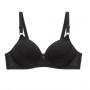 Comfortable Sponge Padded Gathered Floral Lace Women Bra - Black