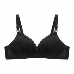 Comfortable Spaghetti Spongy Mesh Floral Lace Decor Bra - Black