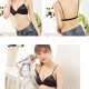 Bikini Triangular Cup Thin Rope Gathered Wrapped Padded Bra - Black image
