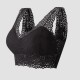 Comfort Lace Crop Top Padded Tank Top V Neck Bustier Bra - Black image