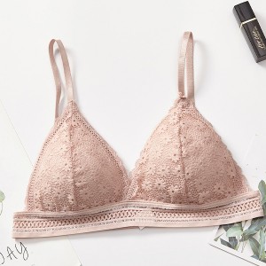 Shoulder Straps Bralette Seamless Lace Wireless Underwear Bra - Pink