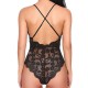 Flossy Backless Scalloped Teddy High Cut Lingerie Intimate Bodysuit - Black image