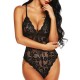 Flossy Backless Scalloped Teddy High Cut Lingerie Intimate Bodysuit - Black image