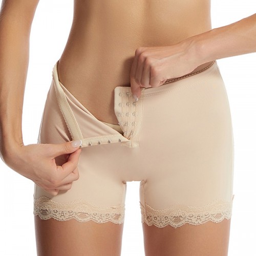 Adjustable Buttons Body Sculpting Lace Hip Lifting Corset - Cream image