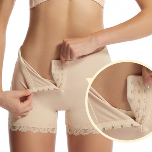 Adjustable Buttons Body Sculpting Lace Hip Lifting Corset - Cream image