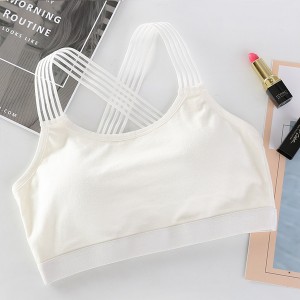 Breathable Running Gym Vest Top Cross Straps Padded Sports Bra - White