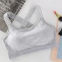Breathable Running Gym Vest Top Cross Straps Padded Sports Bra - Grey