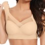 Lace Tank Top Padded Breast Gather Adjustable Women Bra - Cream