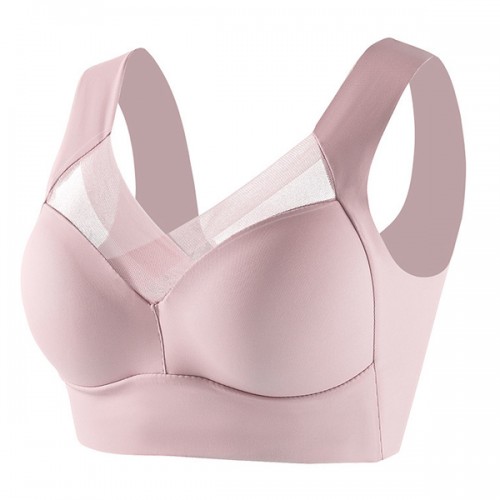 Lace Tank Top Padded Breast Gather Adjustable Women Bra - Pink image