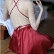 Spaghetti Straps Lace Trim V Neck Camisole Nightwear - Red image