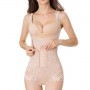 Elegant Waist Slimming Lace Floral Shapewear Bodysuit - Cream