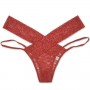 Elastic Waist T Style Lace Decor Women Panties - Orange