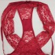 Elastic Waist T Style Lace Decor Women Panties - Red image
