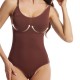 Elastic Breast Support Body Shaper Hip Lifting Bodysuit - Brown image