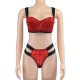  Luxury Two Pieces Bralette Lace Nightwear Bra & Panty Set - Red image