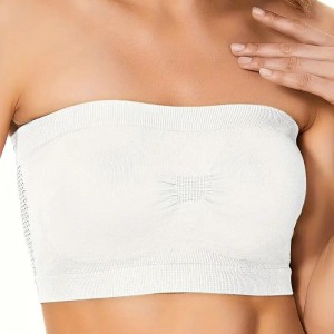 Strapless Mesh Bandeau Tube Top Non Padded Women Bra - White
