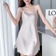 Comfortable Uniform Slim Silk Solid Color Women Nightwear - Cream image