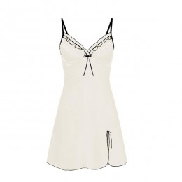 Solid Color Nightgown Sleeveless Shoulder Strap Nightwear - White