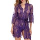 Luxury Mesh Cardigan Nightgown Baby Doll Nightwear - Purple image