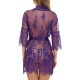 Luxury Mesh Cardigan Nightgown Baby Doll Nightwear - Purple image