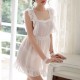 Convenient Ruffle Squire Neck See Through Women Nightwear - White image