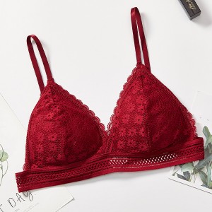 Shoulder Straps Bralette Seamless Lace Wireless Underwear Bra - Red