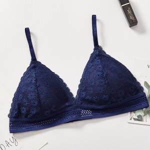 Shoulder Straps Bralette Seamless Lace Wireless Underwear Bra - Blue