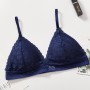 Shoulder Straps Bralette Seamless Lace Wireless Underwear Bra - Blue