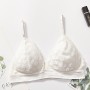 Shoulder Straps Bralette Seamless Lace Wireless Underwear Bra - White