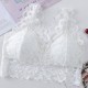 Breathable Seamless Thin Mold Cup Wrap Floral Lace Design Bra - White image