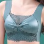 Fashionable Flower Lace Non Padded Elastic Shoulder Sports Bra - Green