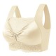 Fashionable Flower Lace Non Padded Elastic Shoulder Sports Bra - Cream image