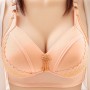 Leisure Style Fixed Shoulder Straps Gathered Floral Lace Bra - Cream
