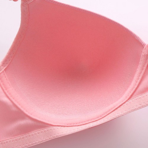 Comfortable Sponge Padded Gathered Floral Lace Women Bra - Pink image