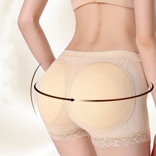 Lace High Waist Butt Padded Panties Shapewear Coreset - Cream image