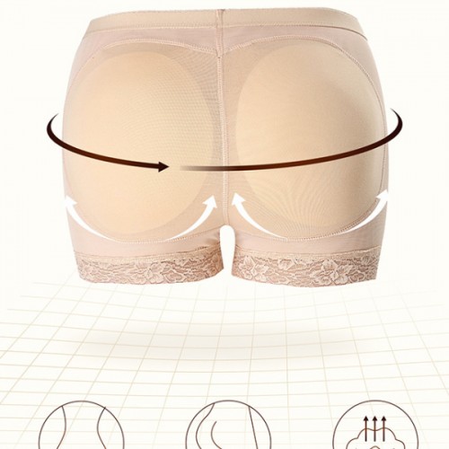 Lace High Waist Butt Padded Panties Shapewear Coreset - Cream image