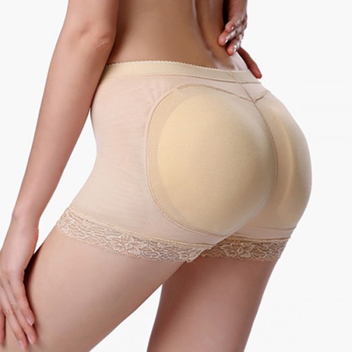 Lace High Waist Butt Padded Panties Shapewear Coreset - Cream image