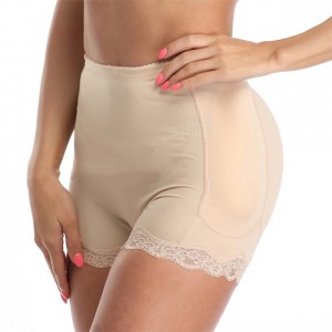 Lace High Waist Butt Padded Panties Shapewear Coreset - Cream