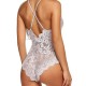 Flossy Backless Scalloped Teddy High Cut Lingerie Intimate Bodysuit - White image