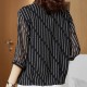 Fashionable Trending Polo Collar Lose Women Shirt - Black image
