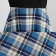 Retro Style Contrast Plaid Knotted V-neck Large Swing Midi Dress - Blue image