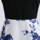 Floral Printed Round Neck Sleeveless Stitching Swing Ribbon Midi Dress - White image