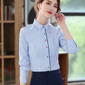 OL Slim Type Cardigan Strappy Button Closure Women Shirts - Light Blue