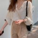 Polka Dots Printed Button Down Long Sleeve Loose Type Women Tops - White image