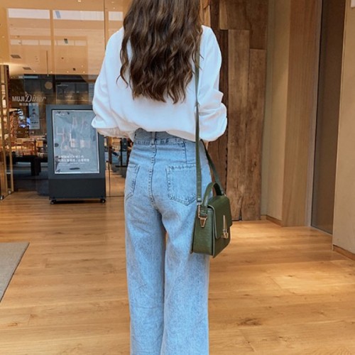 Elegant Solid V Neck Long Sleeve Loose Type Blouses Plain Shirts - White image