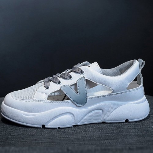 Comfortable Cross Straps Flat Lace Up Soft Sole Women Sneakers - Blue image